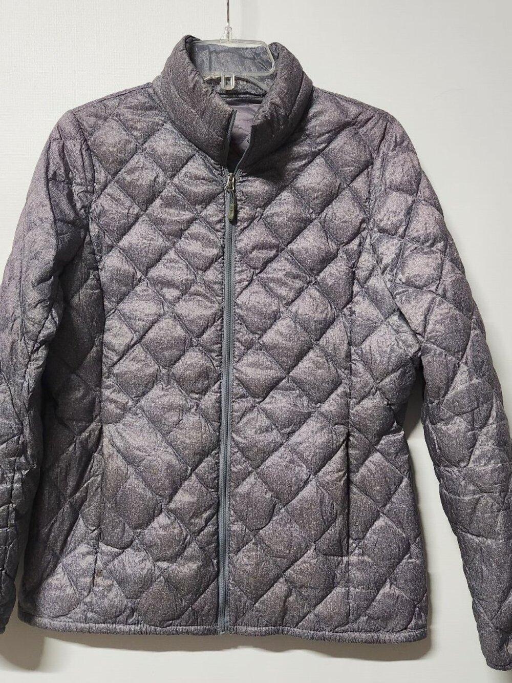 Eddie Bauer Packable Quilted Puffer Jacket | Metallic Gray Lightweight Coat | Wo